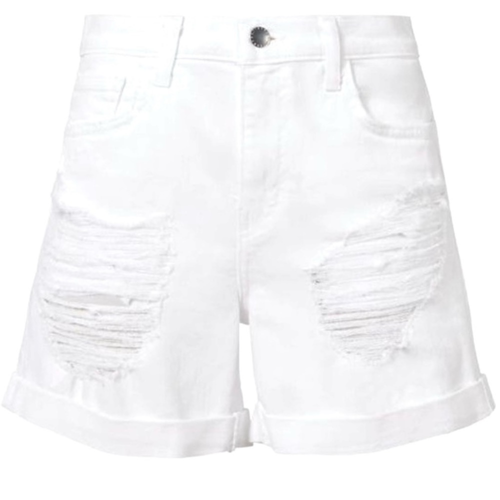 NEW L’AGENCE WHITE DISTRESSED DENIM SHORTS - Picture 8 of 8
